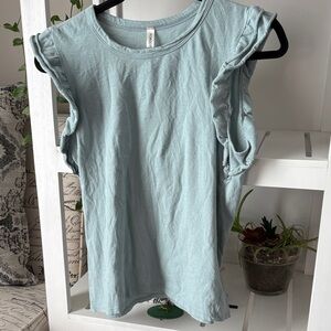 Chic Light Gray Ruffled Sleeve Tank Top